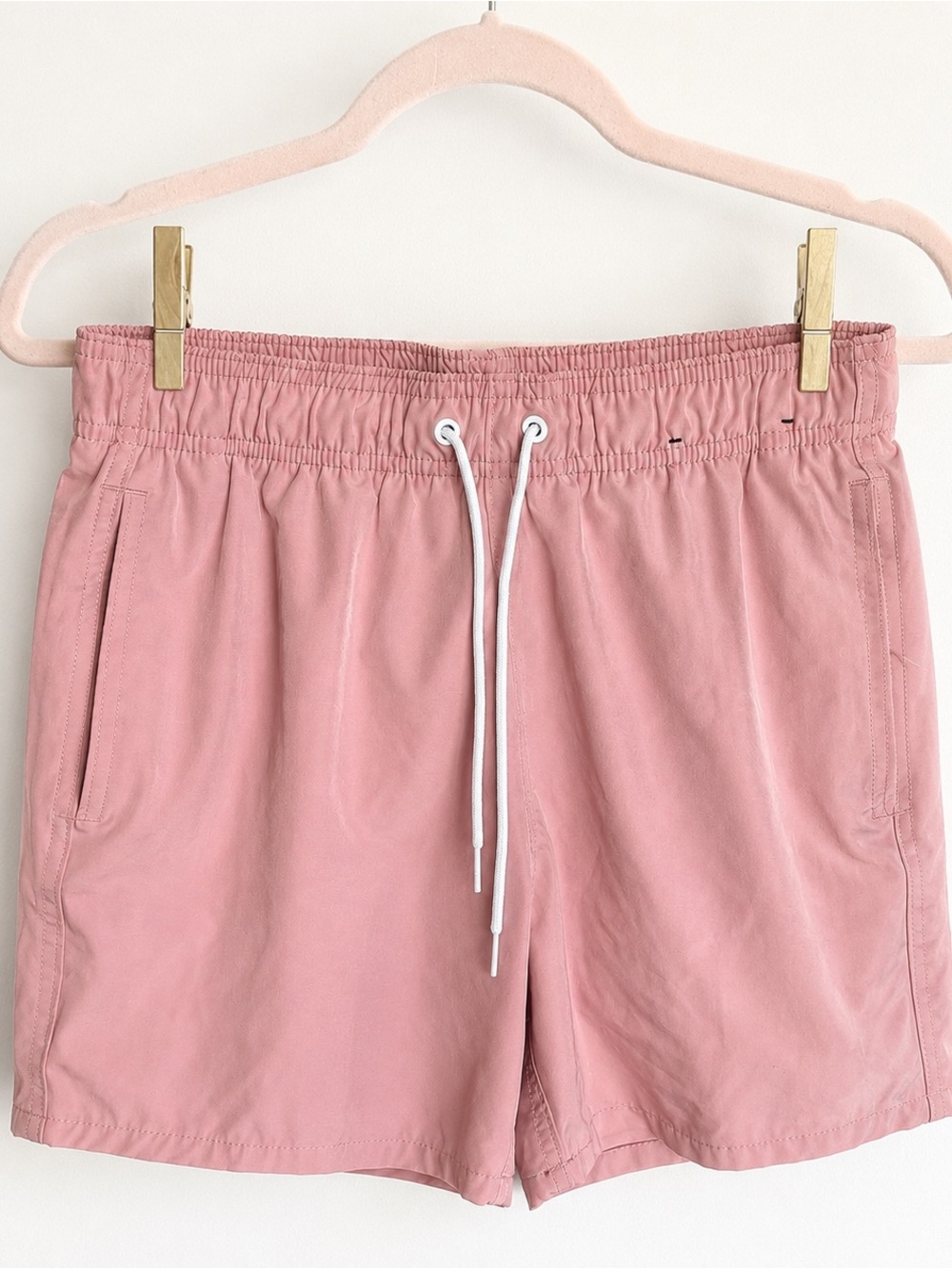 hollister dusty salmon pink lined swim trunks men’s xs coastal beach shorts euc
